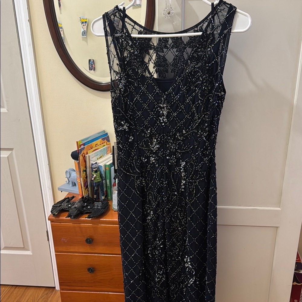 Elegant Navy Blue Sequin Dress - Picture 3 of 3